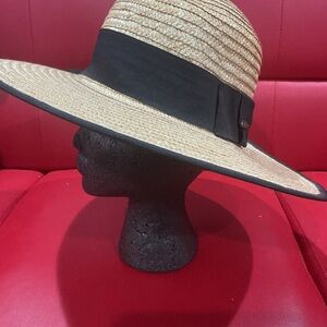 Elegant Black and Tan Wide Brim Hat